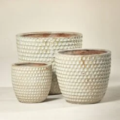 Outdoor Pot – Dimple Egg Antique White -The Palm Centre Store TS DIMW 60c8b0d3a20bc 1